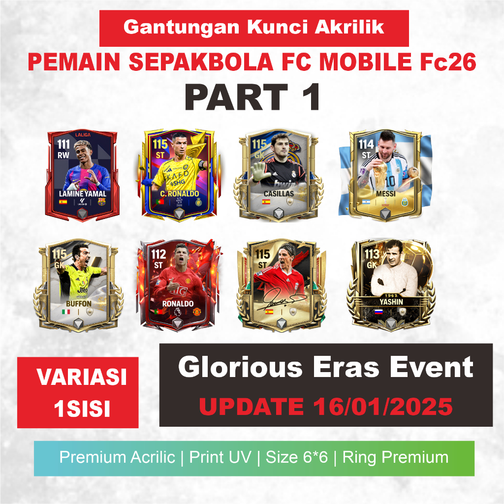 Gantungan Kunci Akrilik game sepakbola Best Player FC MOBILE FC26 DESAIN terbaru