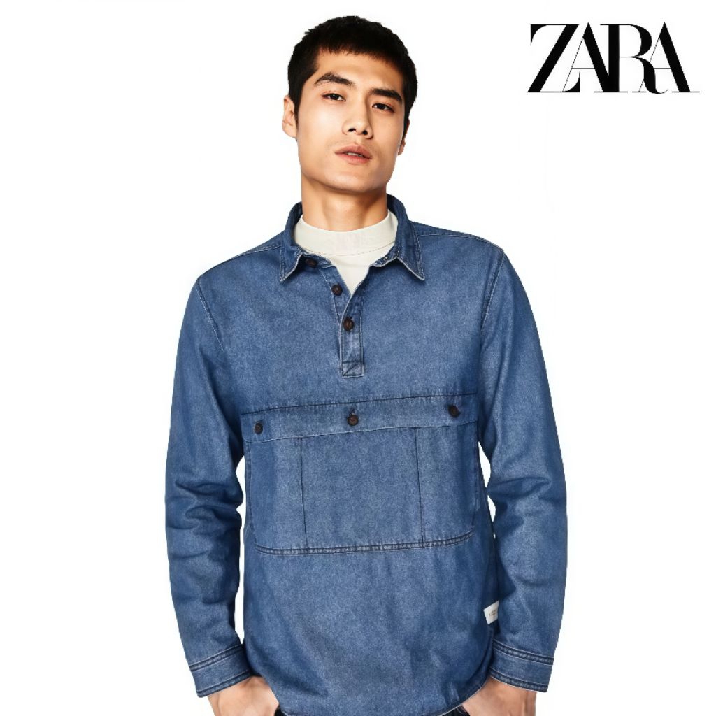 Zara Man Pullover Denim Shirt