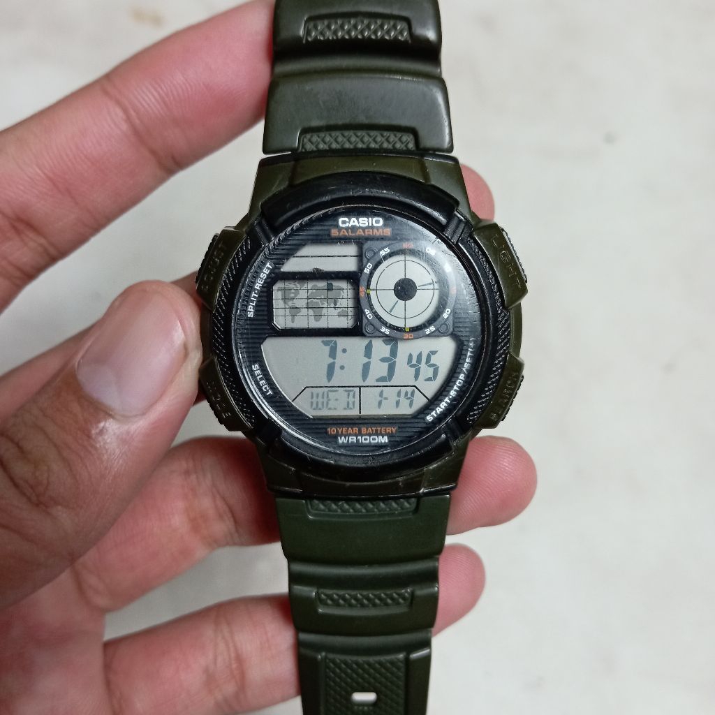 Jamm Tangan Casio AE-1000W Green Pria Wanita Second Bekas
