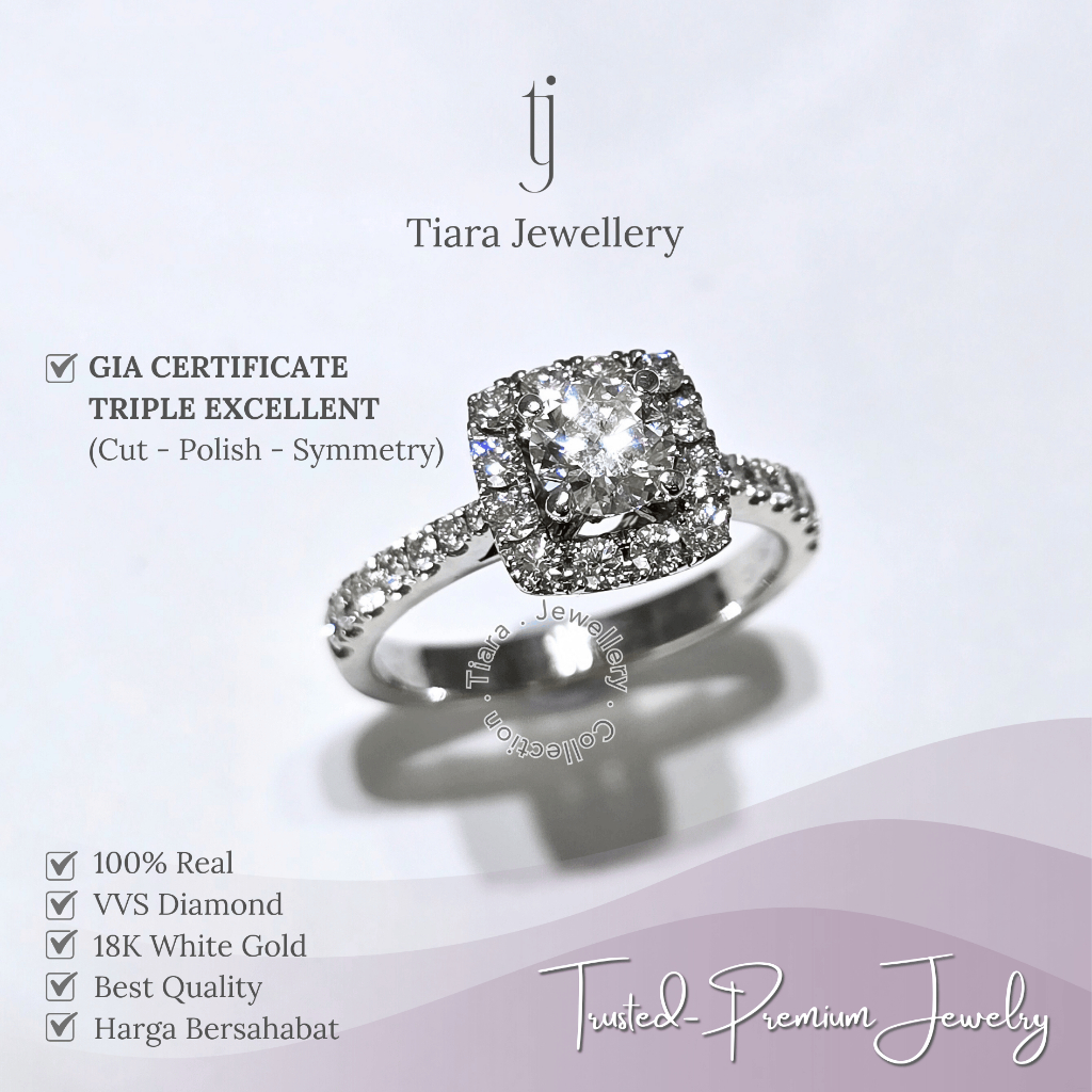Tiara Jewellery - Women's Fashion Ring Triple Excellent GIA VVS Diamond Best Quality 18K White Gold 