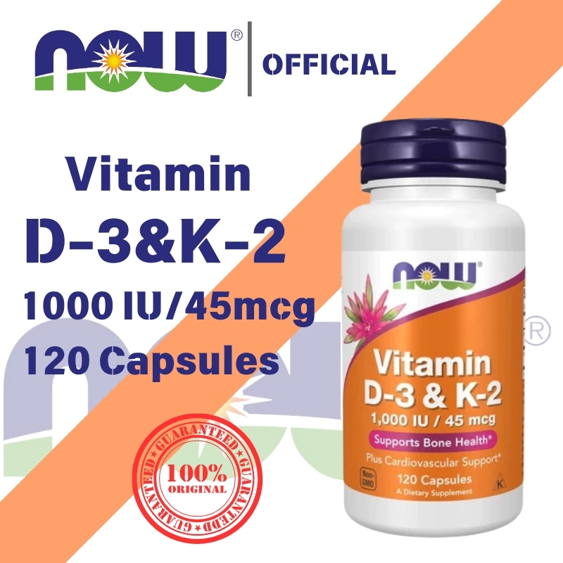 Now Foods Vitamin D3 & K2 1000 IU Now d3 k2 120 Capsules