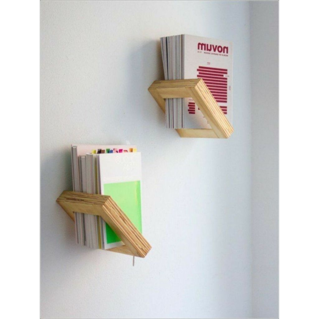 Rak buku ambalan balok kayu tempat penyimpan buku tempel dinding