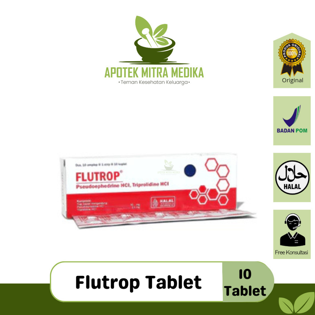 Flutrop Tablet Obat Flu Pseudoephedrine Triprolidine 10 Tablet