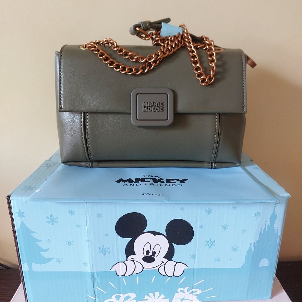 DISNEY - Tas Nagita Ori Import Tas Mickey Mouse PU Leather Warna Hijau Army