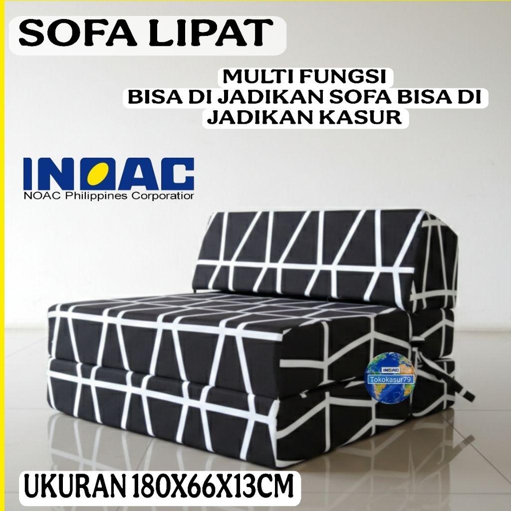 Sofa lipat.Sofa bed.Kasur busa inoac,sarung sofa lipat inoac,ukuran 180x66x13,cover sarung sofa lipa