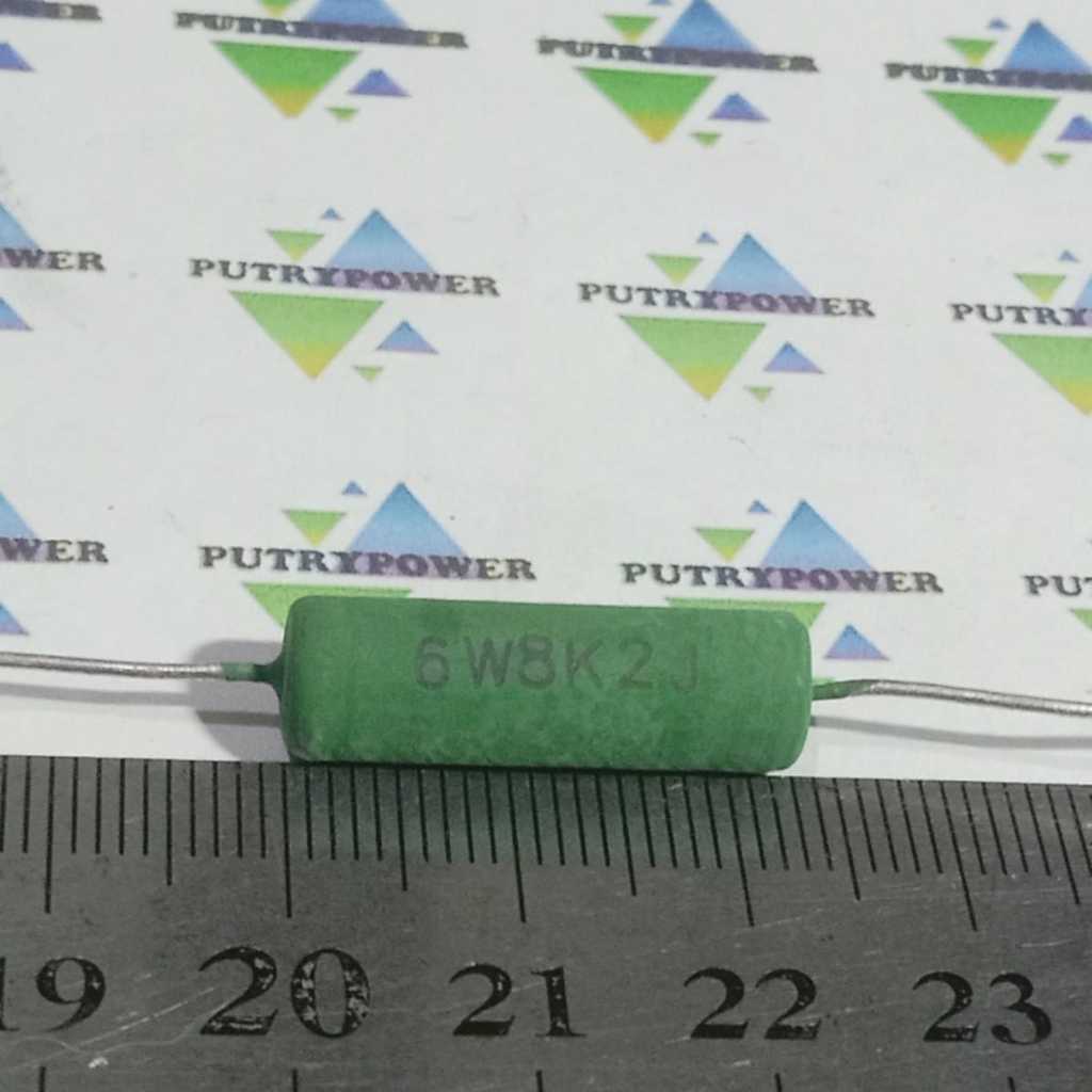 6W8K2J HIJAU 8K2 6W WIREWOUND RESISTORS 8k2 6watt kaki tembaga 8.2 kilo ohm 6 watt resistor 8,2 kilo