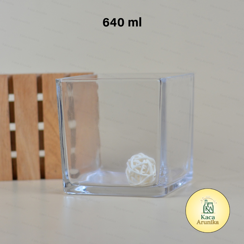 Gelas Kaca Kotak Transparan 640ml Tebal dan Kuat – Gelas Minum Besar Serbaguna Bisa untuk Wadah Minu
