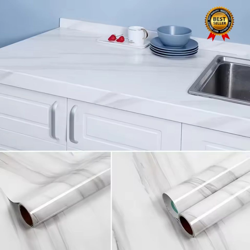 Stiker dinding dapur anti minyak tahan panas stiker dapur marmer bata putih sticker pvc