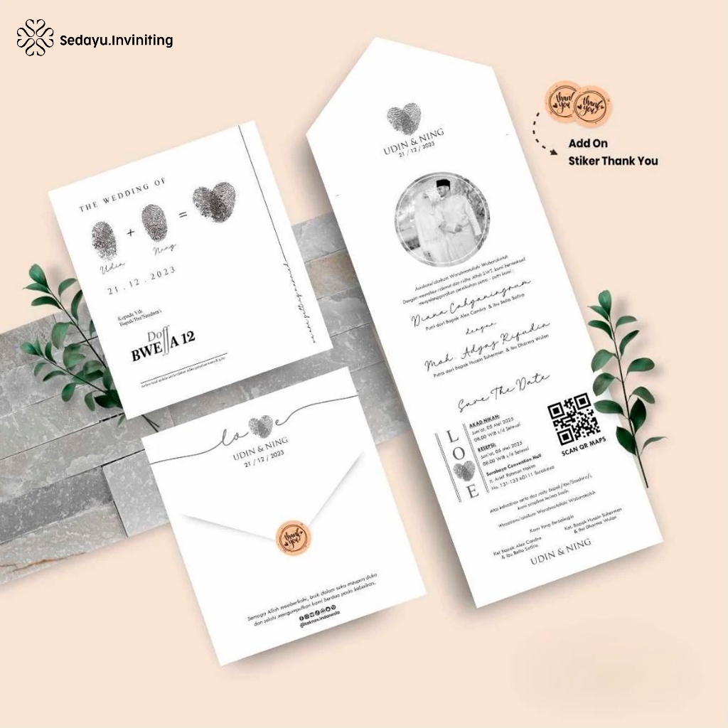 Undangan Pernikahan Semi Amplop Aesthetic | Undangan Nikah Simpel Elegan Free Foto BW