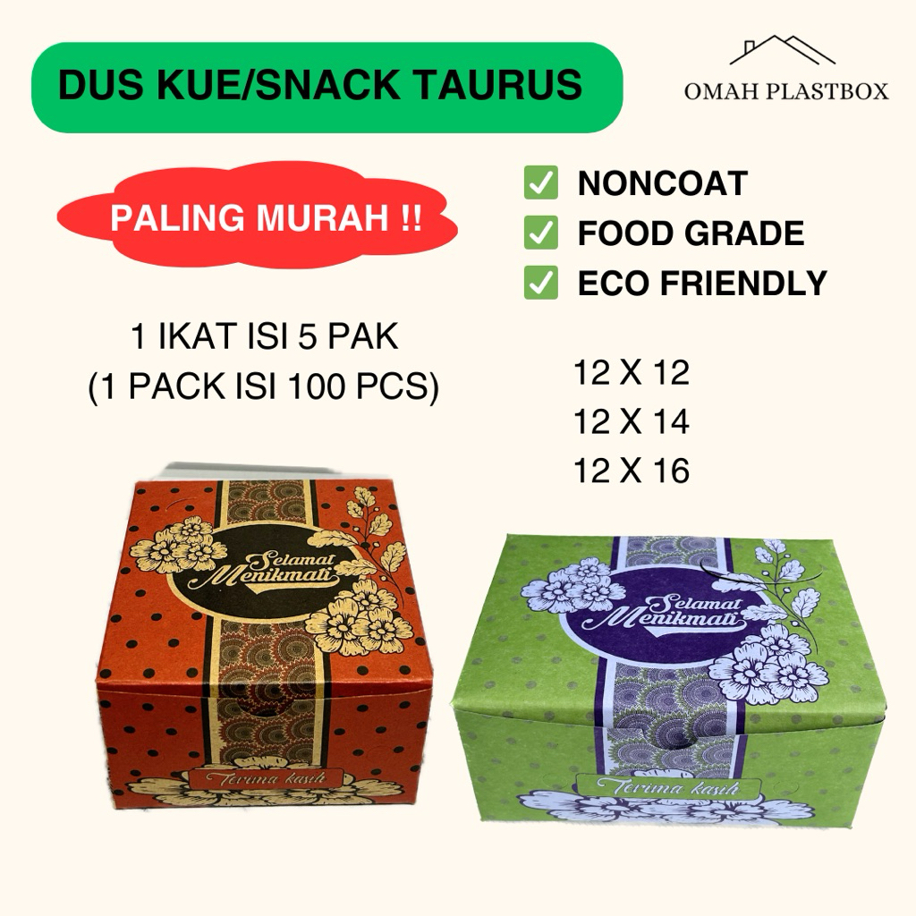 Dus Kue Snack Taurus 100 Pcs - Box Makanan kue