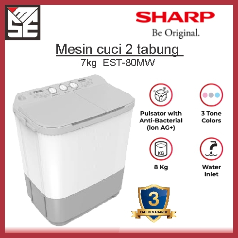 Mesin Cuci 2 Tabung Sharp 7 & 8 kg Puremagic Bogor