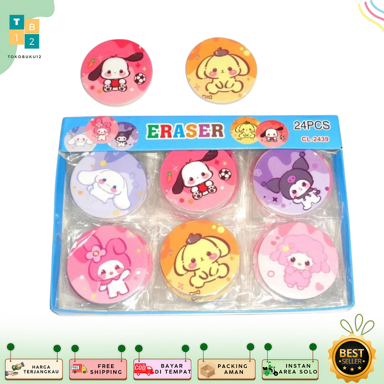 Penghapus Karakter Lucu Penghapus Pensil Eraser Katakter Kuromi Frozen - Donat - Ikan - Kue - BTS