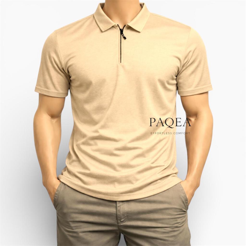 Kaos Polos Kerah Lakos Creme Coklat Susu Unisex Uk M-2XL