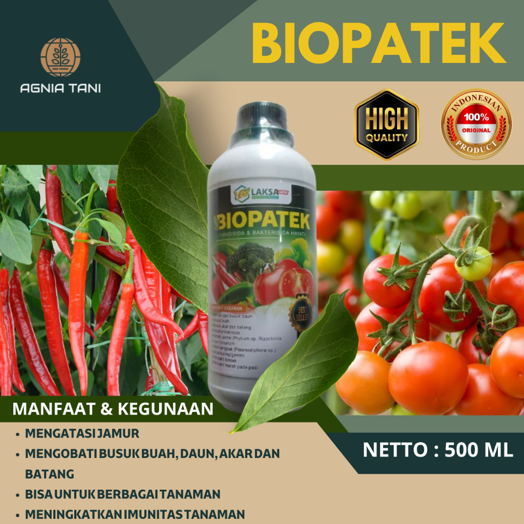 Obat Patek Cabe Paling Ampuh BIOPATEK 500ML Fungisida & Bakterisida Hayati Pupuk Obat Semprot Cabai 