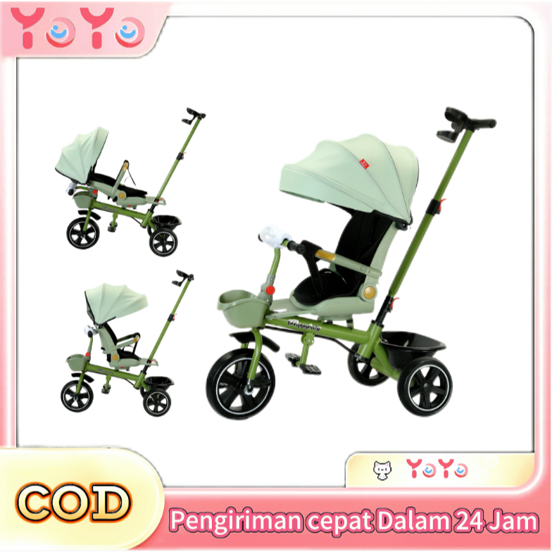 Sepeda Bayi 3 Roda Multifungsi Dua Arah Dan Dapat Disesuaikan  Mode Duduk Sampai Berbaring  Ideal Untuk Anak Usia 1