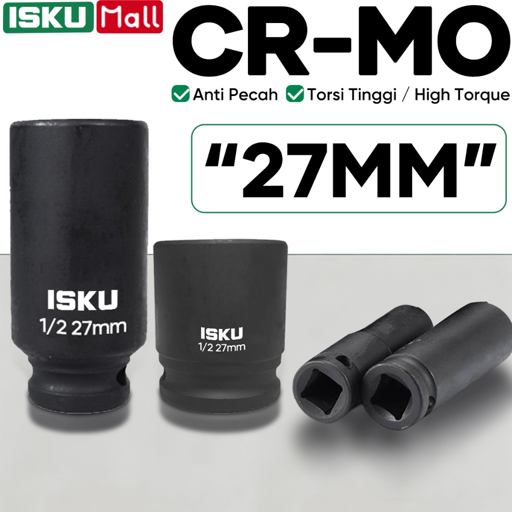 ISKU mata shock 27+27 Pendek Mata Socket Dan Mata Shock Panjang impact Socket Extention 1/2 / Kunci 