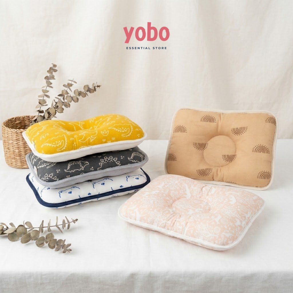 YOBO Baby Pillow Anti Peyang – Bantal Bayi Kaos Lembut Flat Head Prevention – Newborn