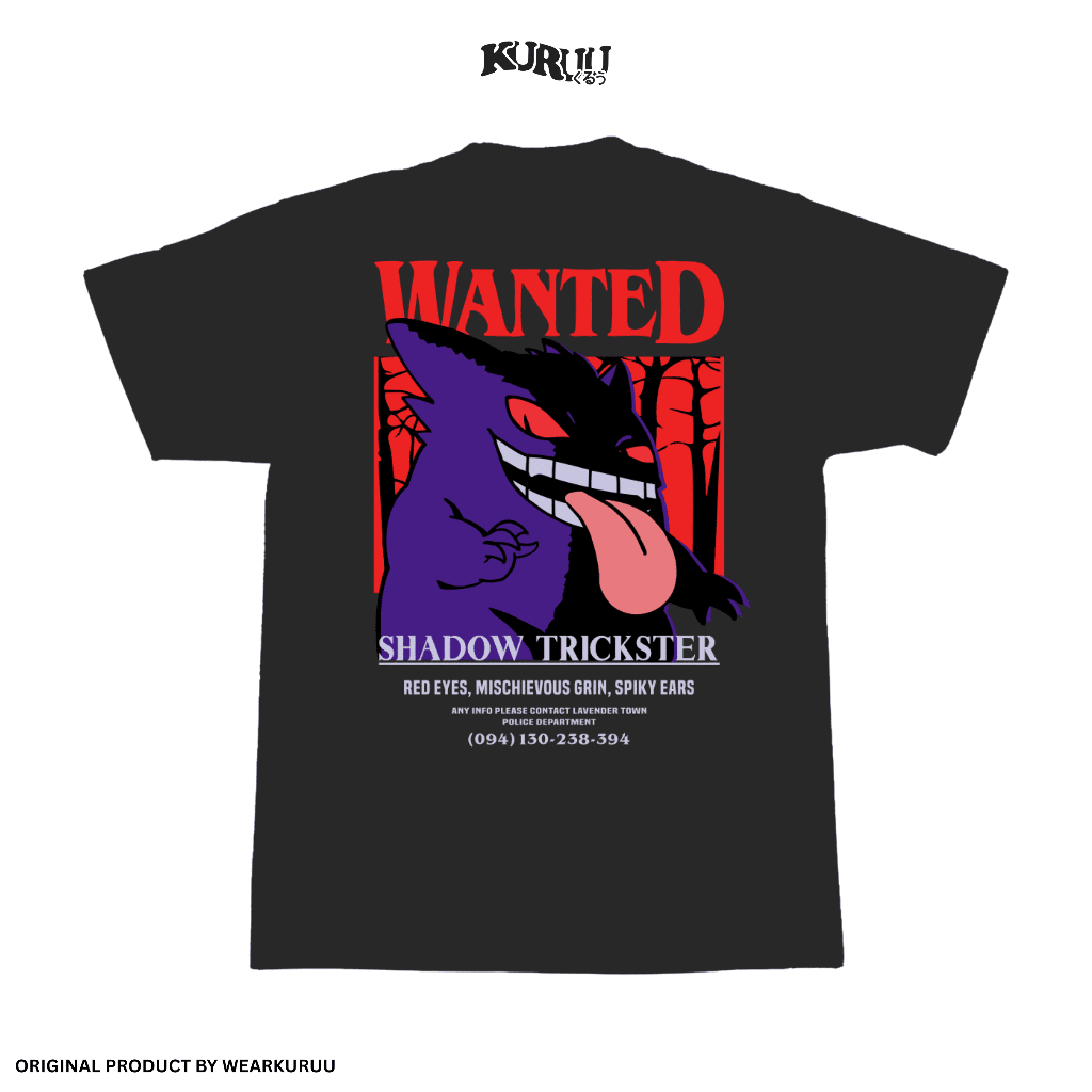 Baju Kaos Anime Pokemon - Kuruu Gengar Tee