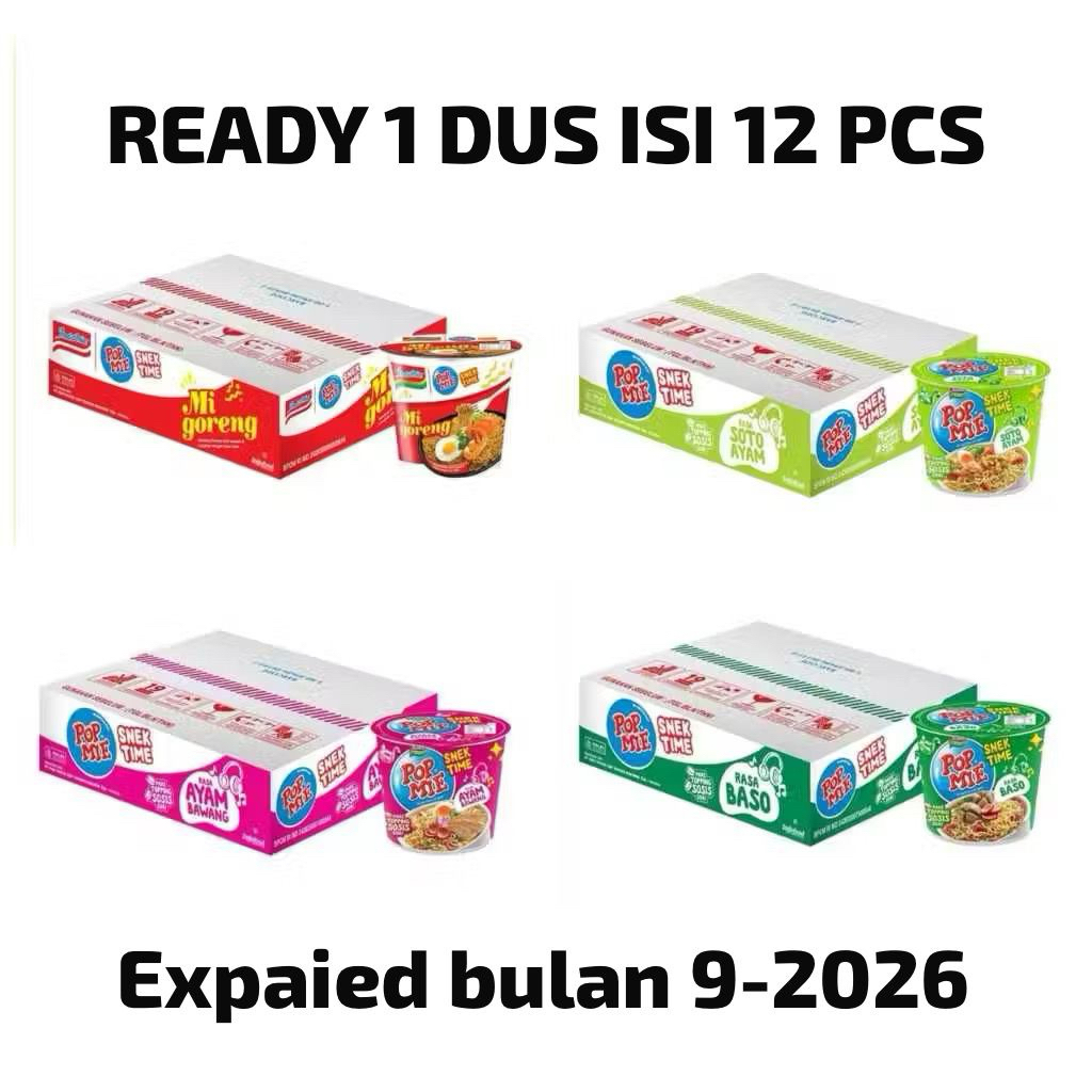 (1 DUS ISI 12 PCS) POP MIE MINI AYAM BAWANG / SOTO / BASO / GORENG
