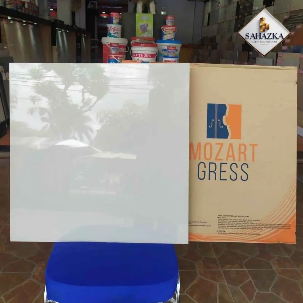 Promo granit 60x60 cream polos glossy , granit murah | granit mozart gres cream polos harga permeter