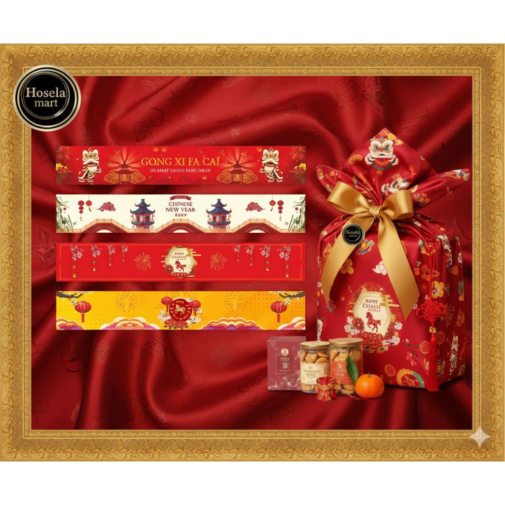 1 pcs Paper Belt Imlek 2026 CNY Roll Label Chinese New Year Kado Hadiah Shio Kuda / slinger kertas p
