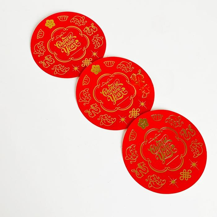 Stiker Toples Bulat dan Persegi Imlek Zhiyu Isi 25 Pcs