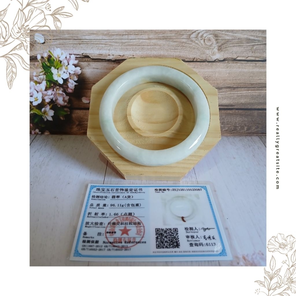 Bangle Tebal Giok Burma Asli Tipe A Ada Sertifikat Keaslian