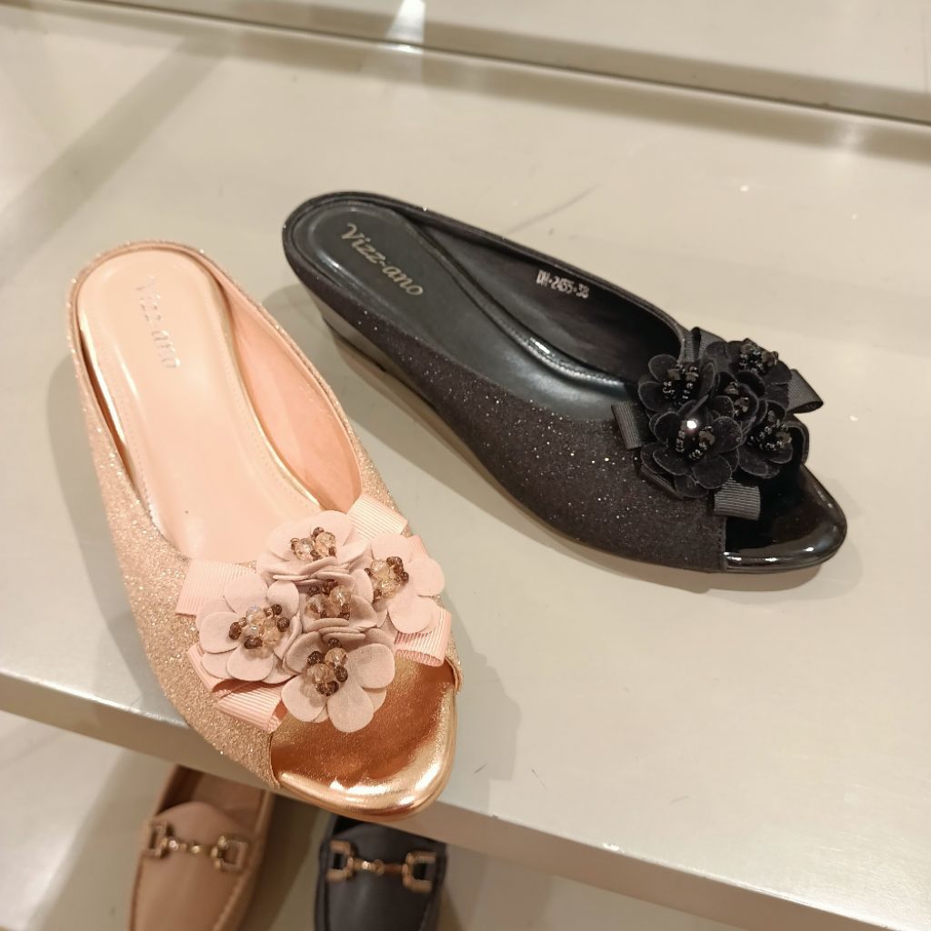 selop/mules pesta wanita wedges 3cm VIZZANO original