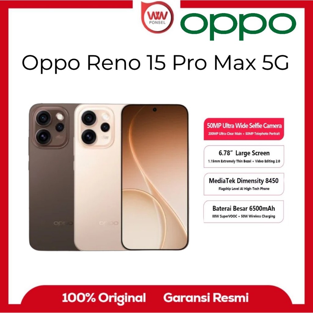 Hp Oppo Reno 15 Pro Max 5G Ram 12GB Internal 512GB Garansi Resmi