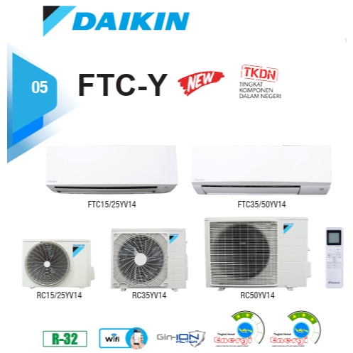 AC Wallmounted Daikin Nusantara FTC35YV / STC35YV 1.5 PK 12000 BTU 1.040 watt