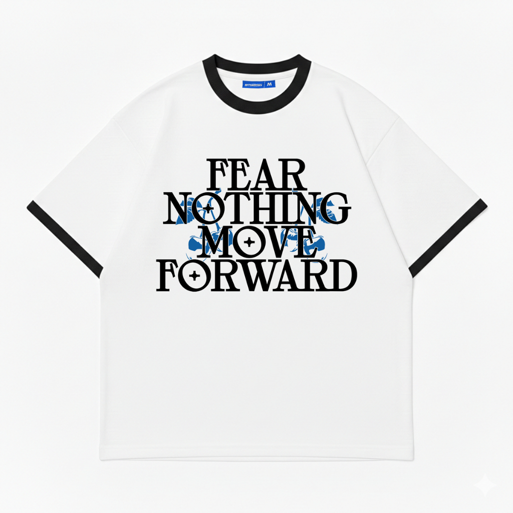Bitsnbobs Ringer Tee Oversized Fear White