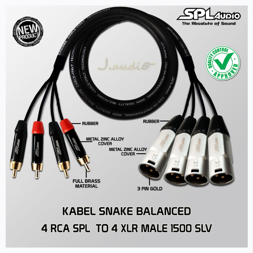 SPL AUDIO CSA-04 - Kabel Snake Balance / kabel sound 4x XLR Male 1500 SLV to 4x RCA SPL AUDIO - JUAN