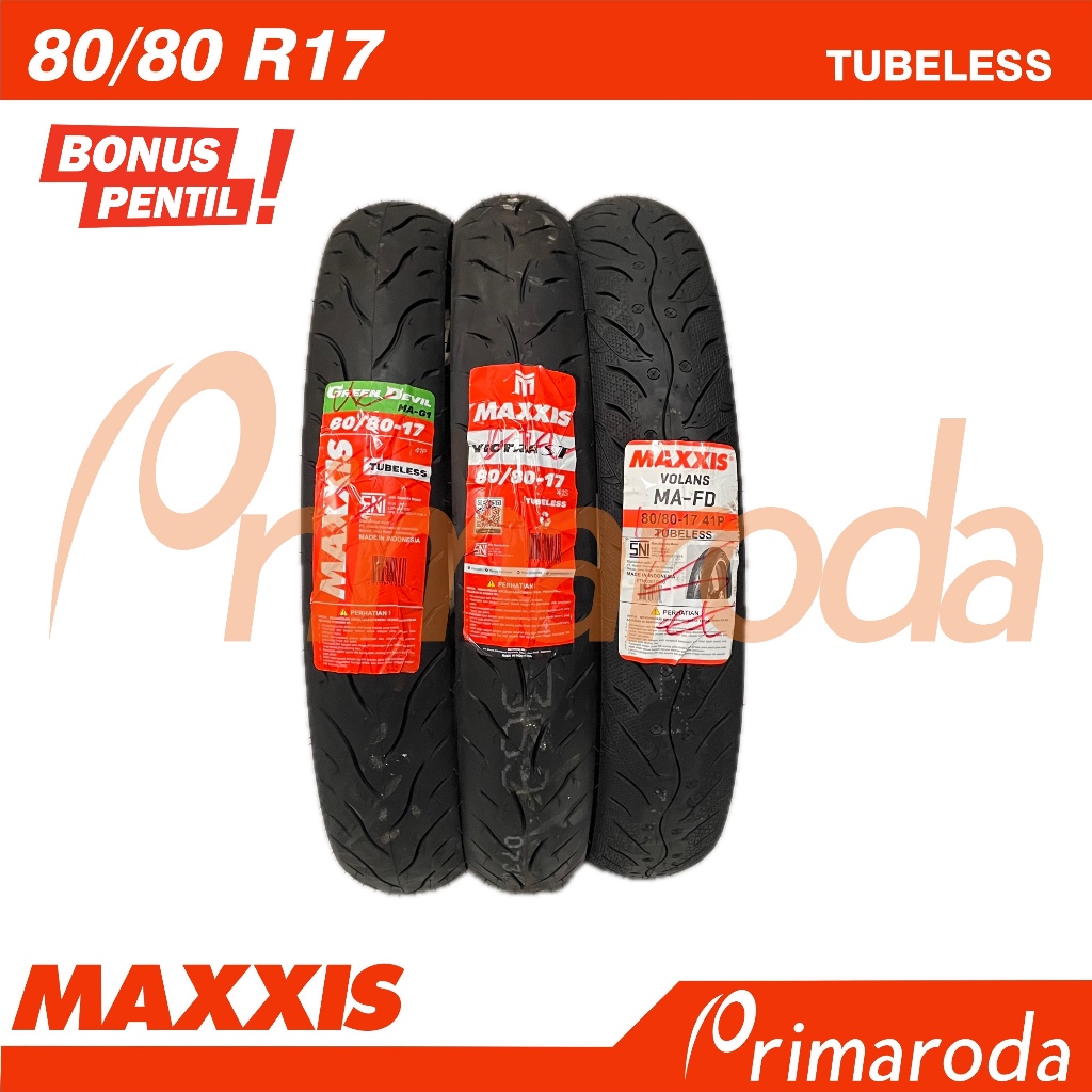 Ban Depan Motor Honda Kirana, Supra Fit, Tubeless MAXXIS 80/80 Ring 17