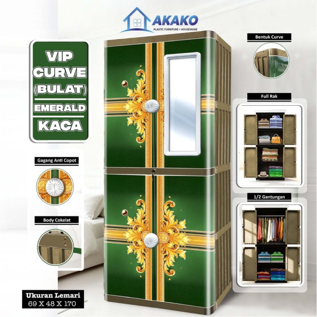 LEMARI AKAKO CURVE 2 PINTU JUMBO
