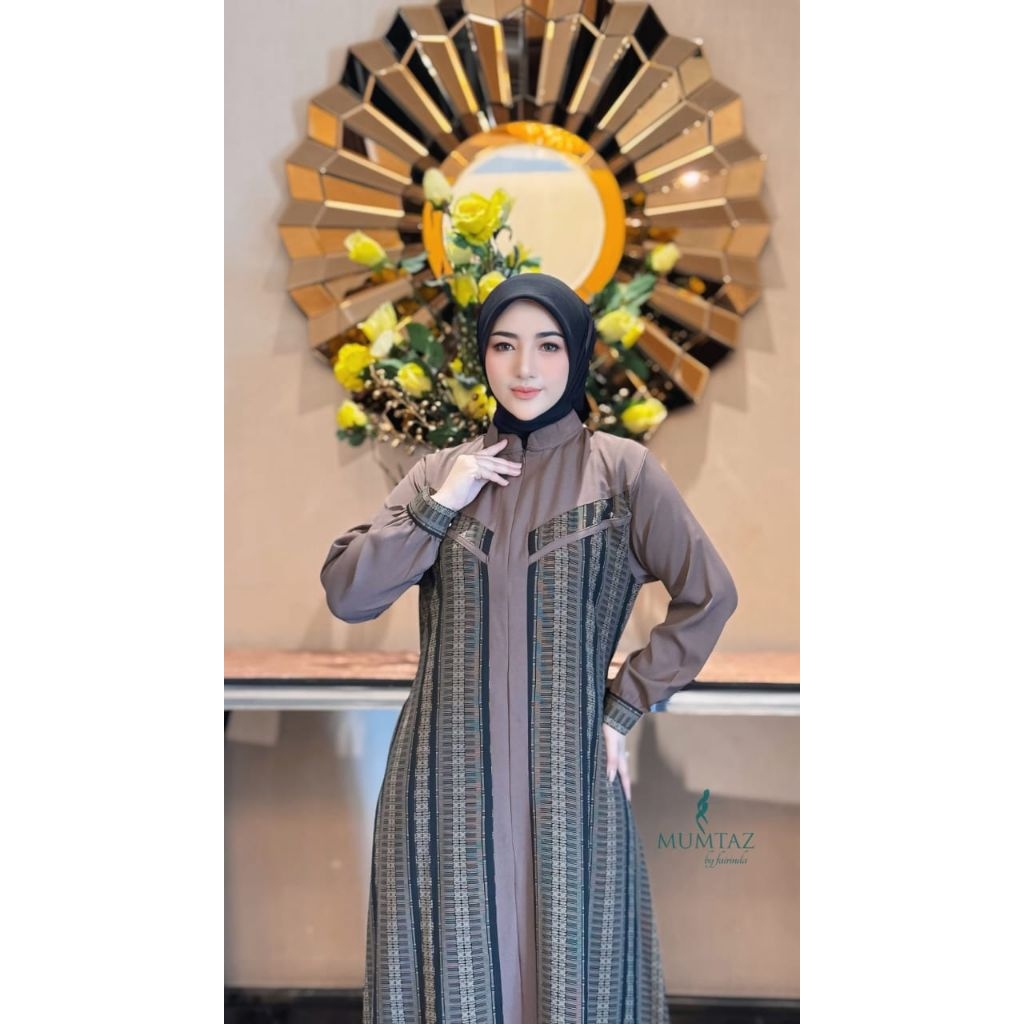 NEW  ABAYA VALLERY BEAUTIFUL PATTERN NAZWA JETBLACK MIX ITYCREPE PREMIUM ORI BY MUMTAZ