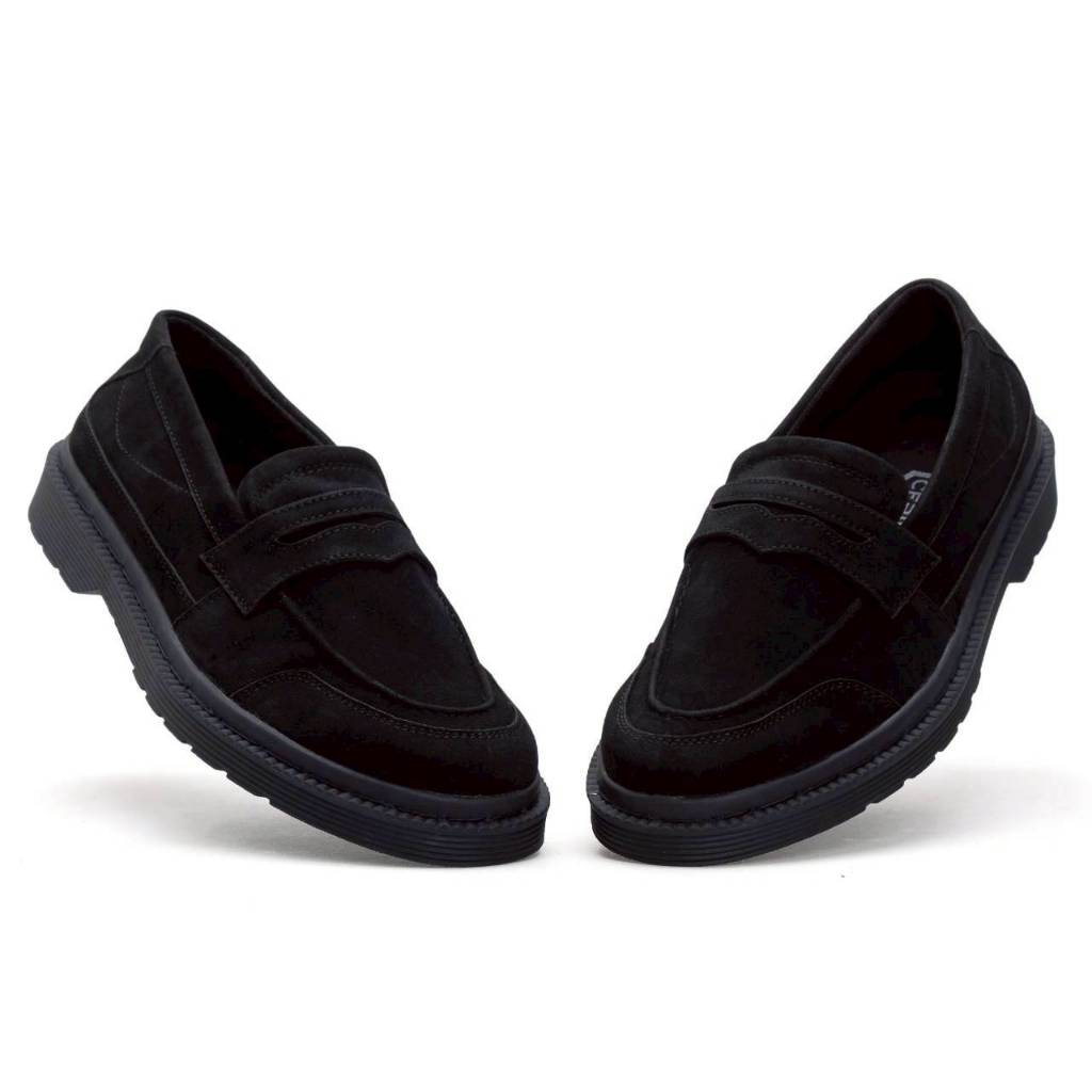 Victor Aiden Black - Sepatu Slip On Formal Pria Casual Kerja Kantor Kuliah
