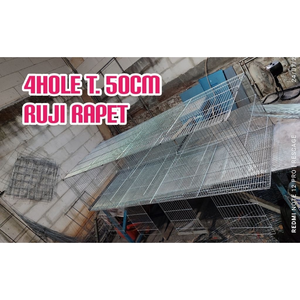 Kandang Kelinci 4 hole ruji rapet 200cm Full Panel