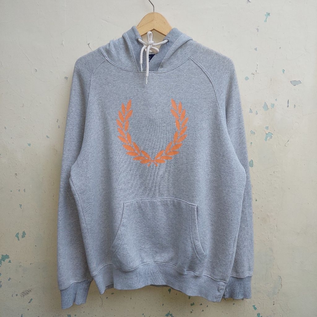 HOODIE FRED PERRY BIG LOGO GREY / ORANGE ORIGINAL