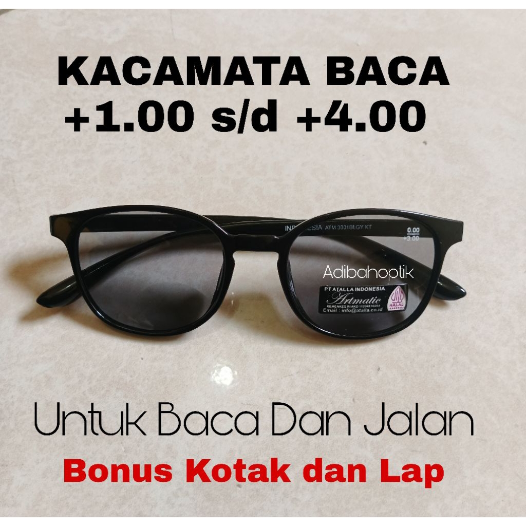 Kacamata plus baca dan jalan untuk pria dan wanita model oval lensa hitam anti silau kacamata baca p