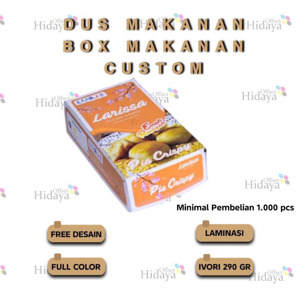 DUS PACKAGING BOX MAKANAN, KUE, ROTI | FREE DESIGN | Bahan IVORI 290 GR | 30 x 10 x 5