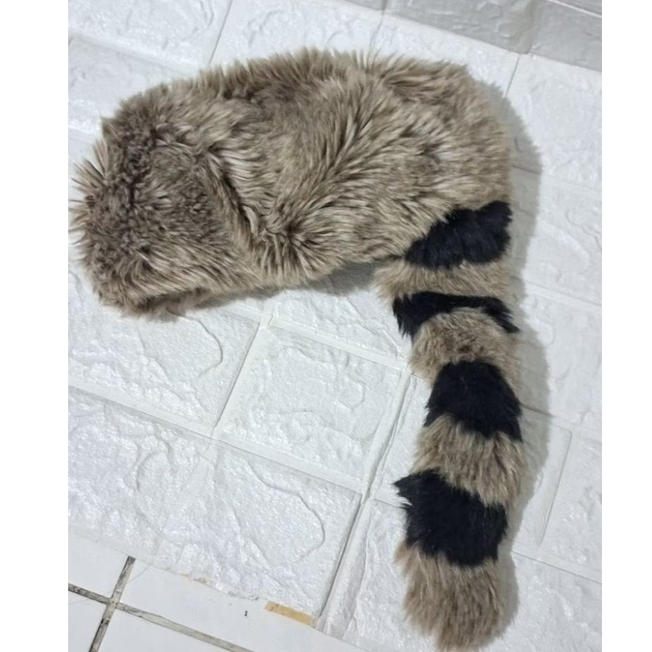 topi bulu original brand disneyland walt disney world boneka bulu boneka hewan rakun topi penghangat