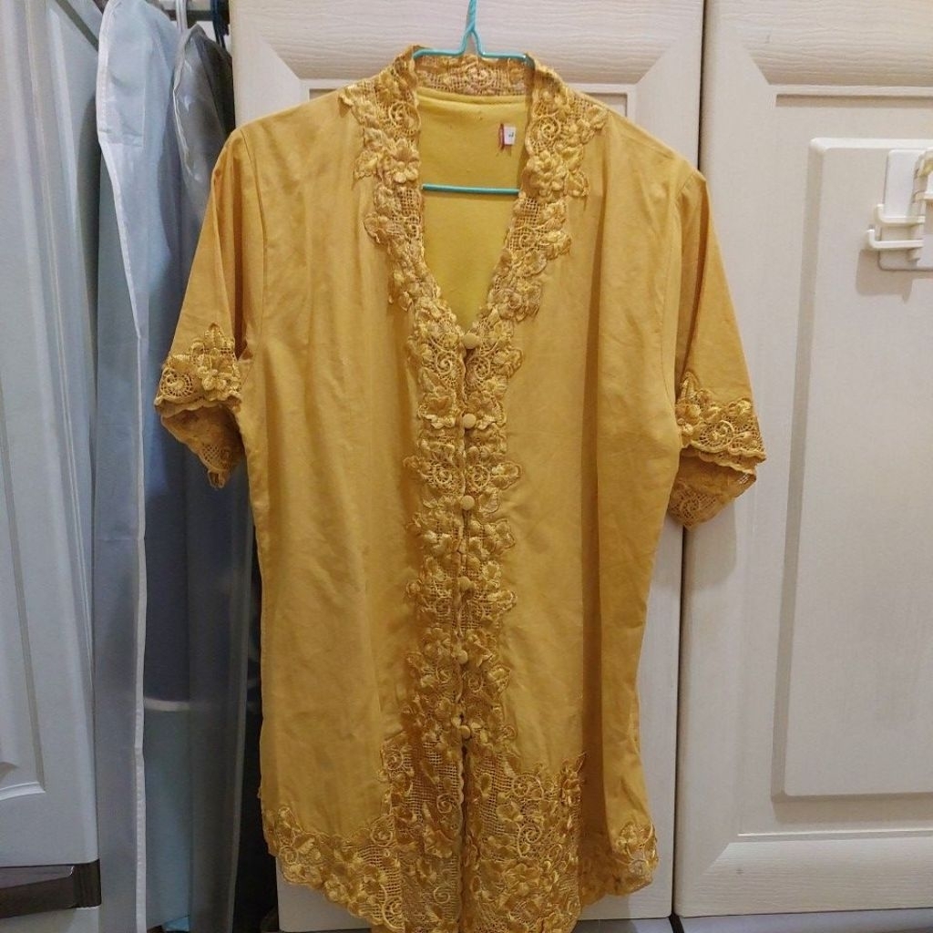 Preloved Atasan Kebaya Tangan Pendek Kuning Mustard