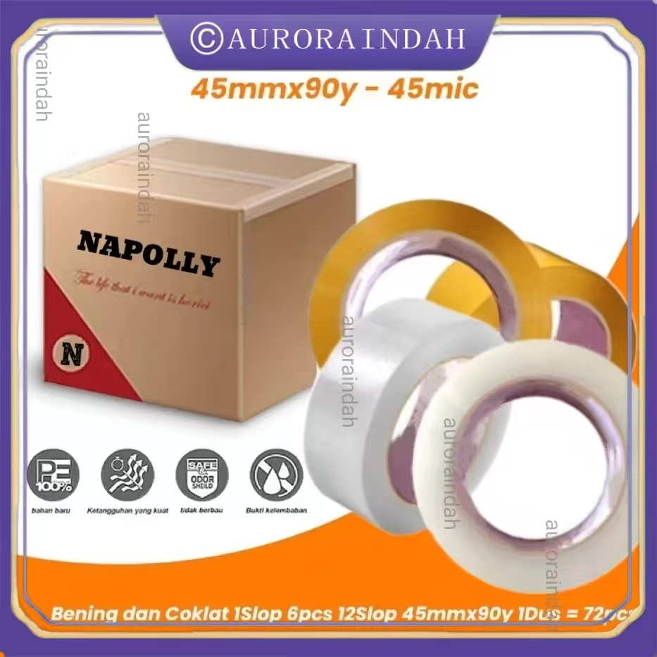 HORICI/NAPOLLY 45mm*90y 1dus isi 72pcs MURAH SUPER CLPER LAKBAN BENING DAN COKLAT TAPE