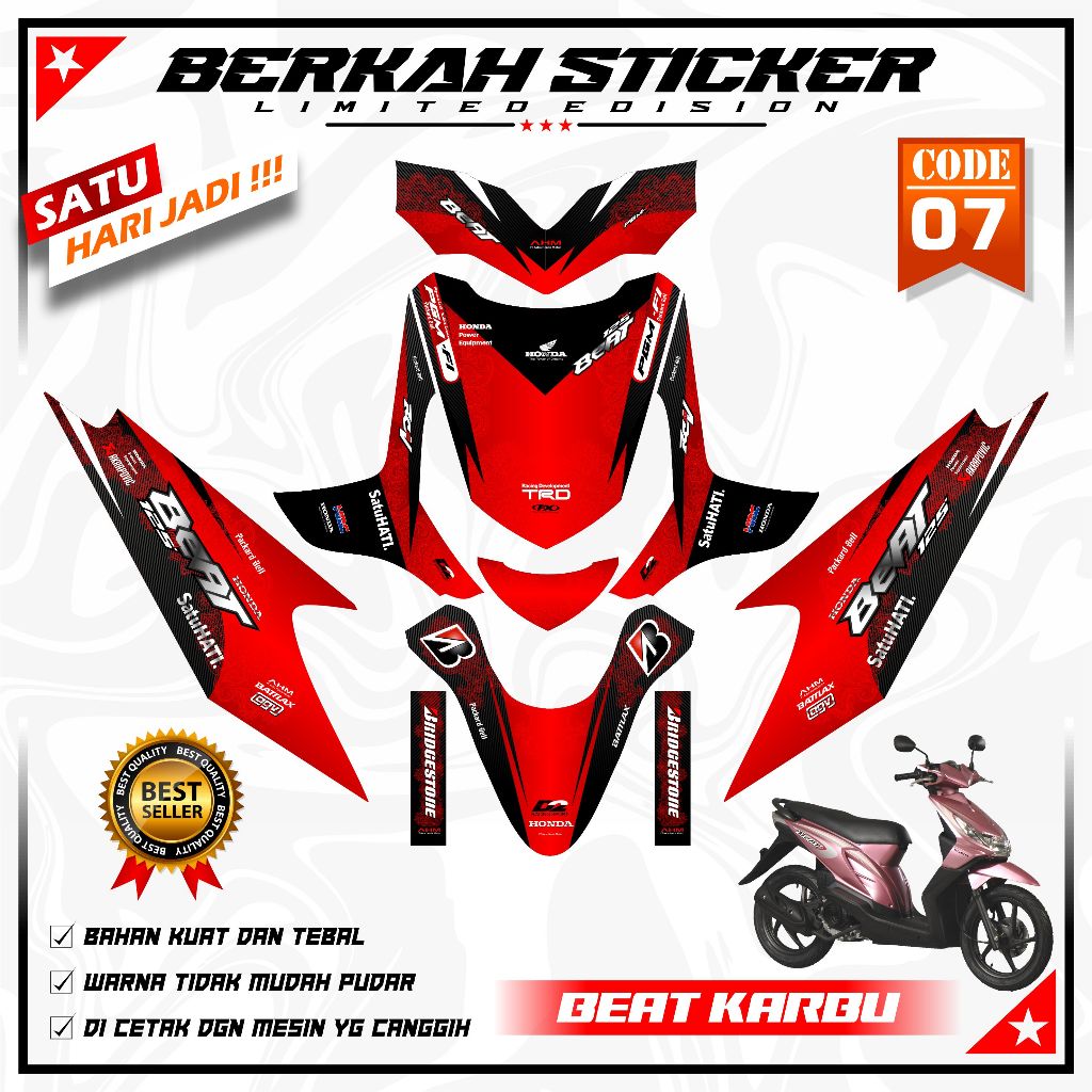 DECAL BEAT KARBU 2008 - 2012 FULLBODY - STIKER BEAT KARBU BAHAN PREMIUM BR.07