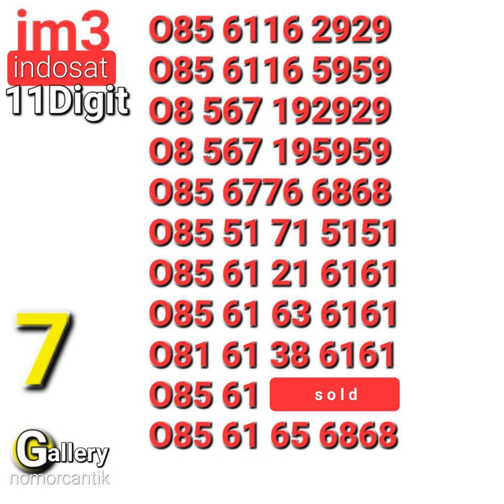 NOMOR CANTIK IM3 11DIGIT 678 - 6161