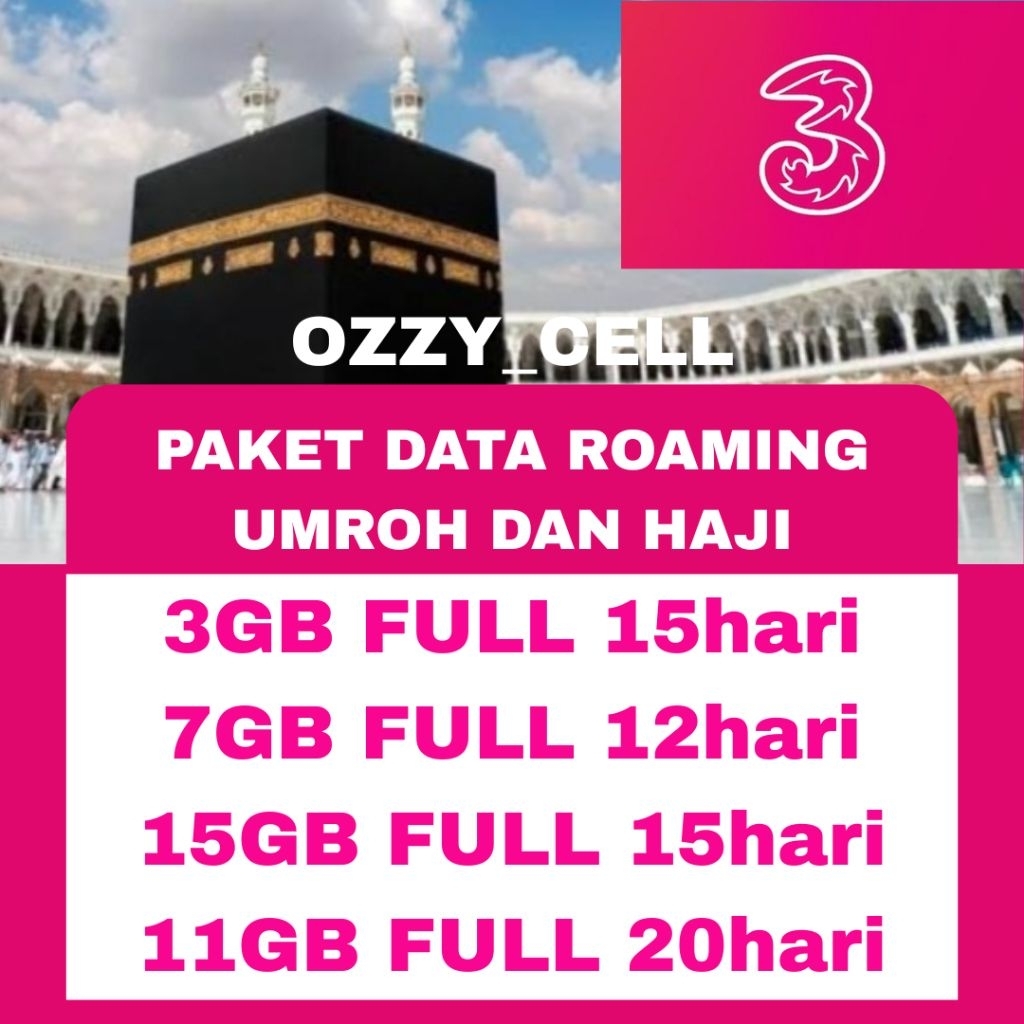 OZZY CELL PAKET DATA TRI 3 ROAMING UMROH DAN HAJI INTERNASIONAL