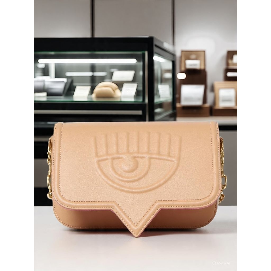 Chiara Ferragni Eyelike Shoulder Bag Color Beige