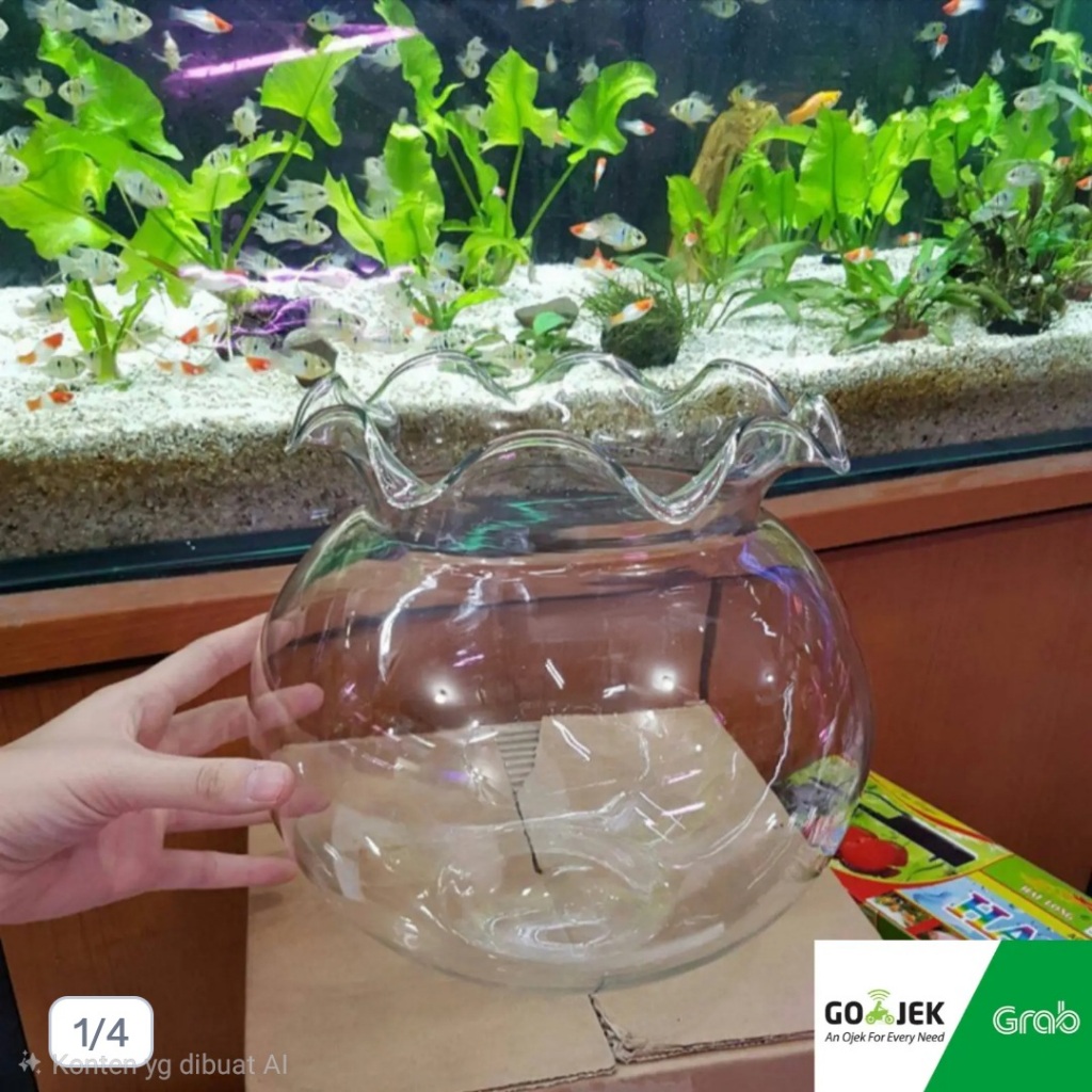 Aquarium Kaca Bulat Toples 12 Liter Fish Bowl toples kaca aquarium bulat