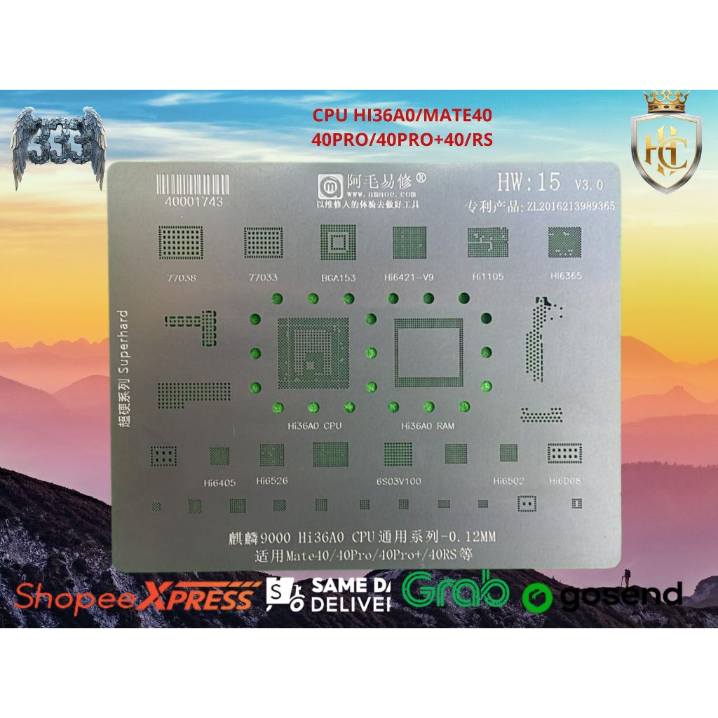 CETAKAN IC CPU/PLAT BGA CPU KIRIN9000 HI 36A0/CETAKAN IC CPU MATE 40/MATE 40 PRO/40RS.PLAT BGA EMMC 