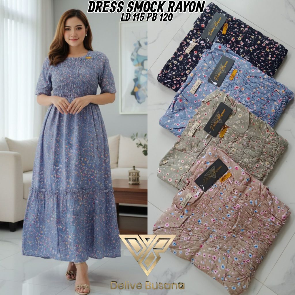 Dress rayon smock //Dress smock rayon motif //Homey dress rayon